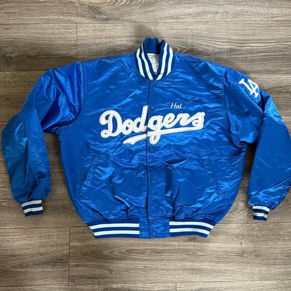 Vintage 80s 90s Starter Baseball Los Angeles Dodgers Satin Bomber Jacket Sz XL - Picture 1 of 8